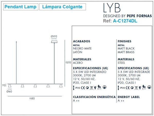 LYB Pendant Lamp Ref.A-C1274DL by-Pepe Fornas-Aromas