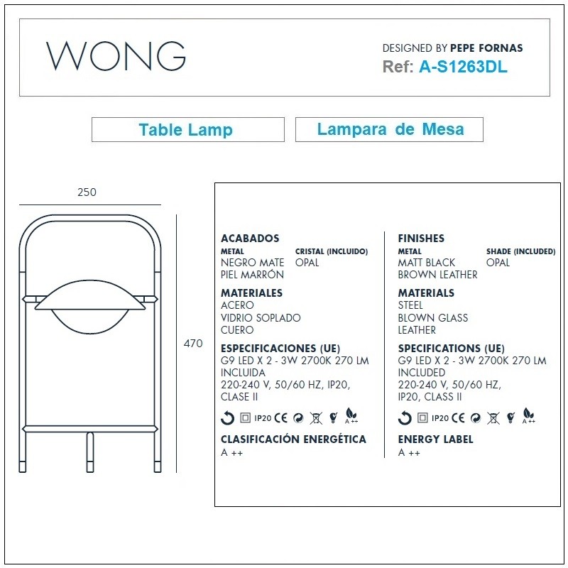 Specifications Wong Table Lamp