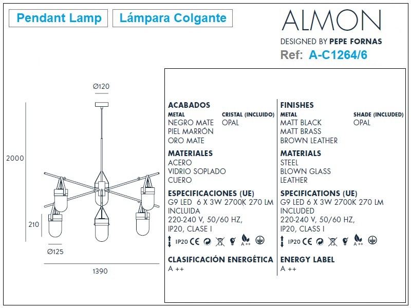 Specifications Almon Pendant Lamp