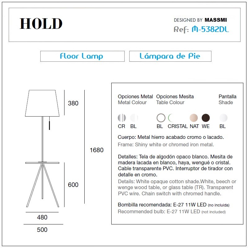 Specifications HOLD Table Lamp